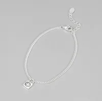 South Korean S925 Sterling Silver Smile Face Small Lock Bracelet Ins Simple Plain Silver Jewelry main image 1