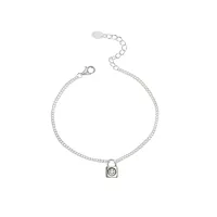 South Korean S925 Sterling Silver Smile Face Small Lock Bracelet Ins Simple Plain Silver Jewelry main image 5