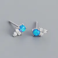 925 Sterling Silver Gem Geometric Earrings Ear Studs sku image 1