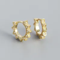 925 Sterling Silver Gem Geometric Earrings sku image 2