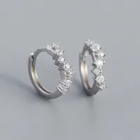 European And American S925 Silver Geometric Wave Diamond Earrings sku image 1