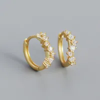European And American S925 Silver Geometric Wave Diamond Earrings sku image 2