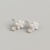 925 Sterling Silver Gem Flower Earrings Ear Studs sku image 1