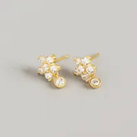 925 Sterling Silver Gem Flower Earrings Ear Studs sku image 2