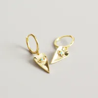 925 Sterling Silver Gem Geometric Earrings sku image 2