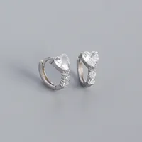 925 Sterling Silver Gem Heart Shape Earrings sku image 1