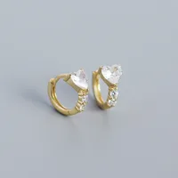 925 Sterling Silver Gem Heart Shape Earrings sku image 2