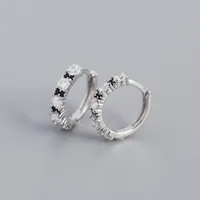New S925 Silver Geometric Two-color Zircon Ear Ring Ear Buckle sku image 2