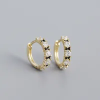 New S925 Silver Geometric Two-color Zircon Ear Ring Ear Buckle sku image 1