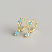 925 Sterling Silver Gem Geometric Earrings sku image 2