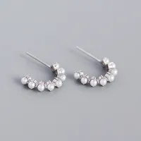 S925 Silver Geometric Type C-shape Pearl Earring Wholesale sku image 1