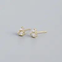 925 Sterling Silver Gem Geometric Earrings Ear Studs sku image 2