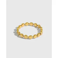 Korean Niche Geometric Flat Round Beads S925 Sterling Silver Ring Female Wholesale sku image 3