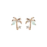 Beach Coconut Tree Earrings Copper Plated 18k Real Gold Earrings main image 5
