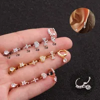 Single Piece Hot Selling Jewelry Inlaid Zircon Cartilage Earrings Creative Flower Small Ear Buckle Cross-border Piercing main image 1