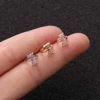 Single Piece Hot Selling Jewelry Inlaid Zircon Cartilage Earrings Creative Flower Small Ear Buckle Cross-border Piercing main image 2