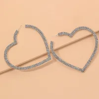 Fashion Heart Rhinestone Artificial Gemstones Earrings main image 2