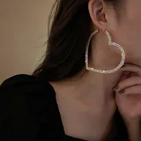 Fashion Heart Rhinestone Artificial Gemstones Earrings main image 3