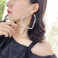 Fashion Heart Rhinestone Artificial Gemstones Earrings main image 4