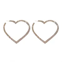 Fashion Heart Rhinestone Artificial Gemstones Earrings main image 5