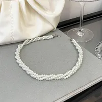 Retro Multi-layer Winding Pearl Necklace European And American Ins French Elegant Simple Choker Fashion Special-interest Clavicle Chain main image 2