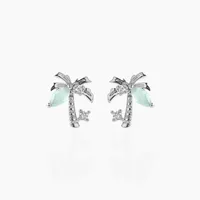 Beach Coconut Tree Earrings Copper Plated 18k Real Gold Earrings sku image 3