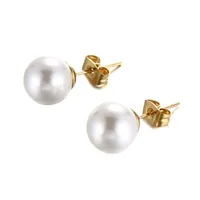 Korean Style Geometric Plating Inlaid Shell Titanium Steel 18K Gold Plated Earrings main image 2