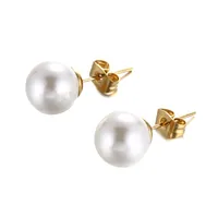 Korean Style Geometric Plating Inlaid Shell Titanium Steel 18K Gold Plated Earrings main image 5