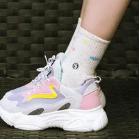 Autumn And Winter New Sweet Leisure College Style Women's Fashion Socks Wholesale Cartoon Planet Moon Neps Yarn Female Middle Tube Socks main image 5