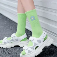 College Style Autumn And Winter New Cartoon Embroidery Small Flower Tube Socks Wholesale main image 3