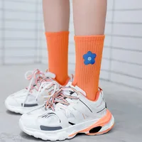College Style Autumn And Winter New Cartoon Embroidery Small Flower Tube Socks Wholesale main image 4