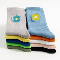 College Style Autumn And Winter New Cartoon Embroidery Small Flower Tube Socks Wholesale main image 5