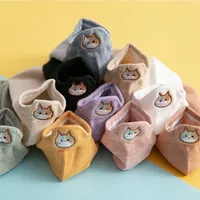 New Cotton Embroidery Cartoon Cat Shallow Mouth Heel Three-dimensional Ears Ladies Socks main image 4
