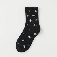 Autumn And Winter New Sweet Leisure College Style Women's Fashion Socks Wholesale Cartoon Planet Moon Neps Yarn Female Middle Tube Socks sku image 1