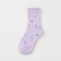 Autumn And Winter New Sweet Leisure College Style Women's Fashion Socks Wholesale Cartoon Planet Moon Neps Yarn Female Middle Tube Socks sku image 4