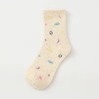Autumn And Winter New Sweet Leisure College Style Women's Fashion Socks Wholesale Cartoon Planet Moon Neps Yarn Female Middle Tube Socks sku image 5