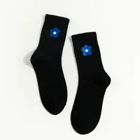 College Style Autumn And Winter New Cartoon Embroidery Small Flower Tube Socks Wholesale sku image 1