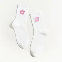 College Style Autumn And Winter New Cartoon Embroidery Small Flower Tube Socks Wholesale sku image 2