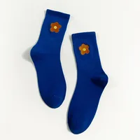 College Style Autumn And Winter New Cartoon Embroidery Small Flower Tube Socks Wholesale sku image 7