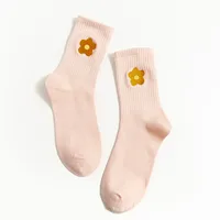 College Style Autumn And Winter New Cartoon Embroidery Small Flower Tube Socks Wholesale sku image 8