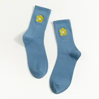 College Style Autumn And Winter New Cartoon Embroidery Small Flower Tube Socks Wholesale sku image 4