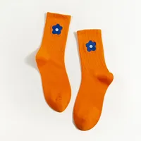 College Style Autumn And Winter New Cartoon Embroidery Small Flower Tube Socks Wholesale sku image 9