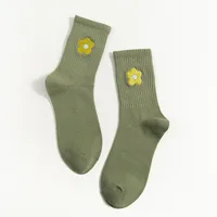 College Style Autumn And Winter New Cartoon Embroidery Small Flower Tube Socks Wholesale sku image 5