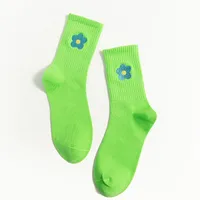 College Style Autumn And Winter New Cartoon Embroidery Small Flower Tube Socks Wholesale sku image 10