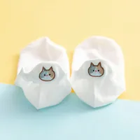 New Cotton Embroidery Cartoon Cat Shallow Mouth Heel Three-dimensional Ears Ladies Socks sku image 4