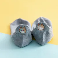 New Cotton Embroidery Cartoon Cat Shallow Mouth Heel Three-dimensional Ears Ladies Socks sku image 7