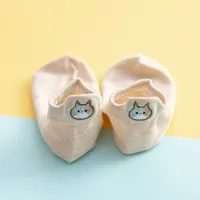 New Cotton Embroidery Cartoon Cat Shallow Mouth Heel Three-dimensional Ears Ladies Socks sku image 3
