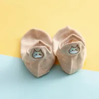 New Cotton Embroidery Cartoon Cat Shallow Mouth Heel Three-dimensional Ears Ladies Socks sku image 8