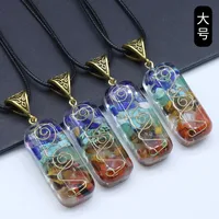 Orgonite Chakela Necklace Crystal Semi-precious Stone Gravel Meditation Seven Chakra Pendant sku image 1