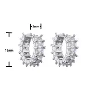 Micro-inlaid Zircon Ear Clip Square Diamond Earrings Copper Plated 18k Gold Jewelry main image 4